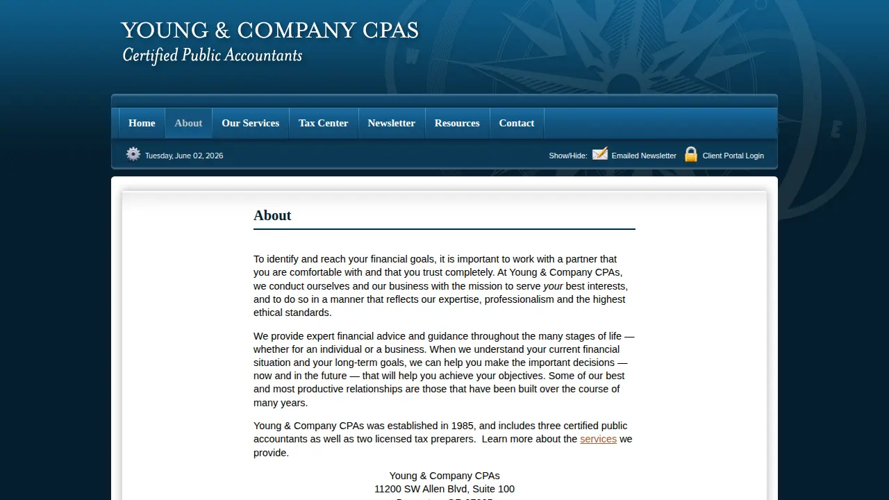 Young & Company CPAS page