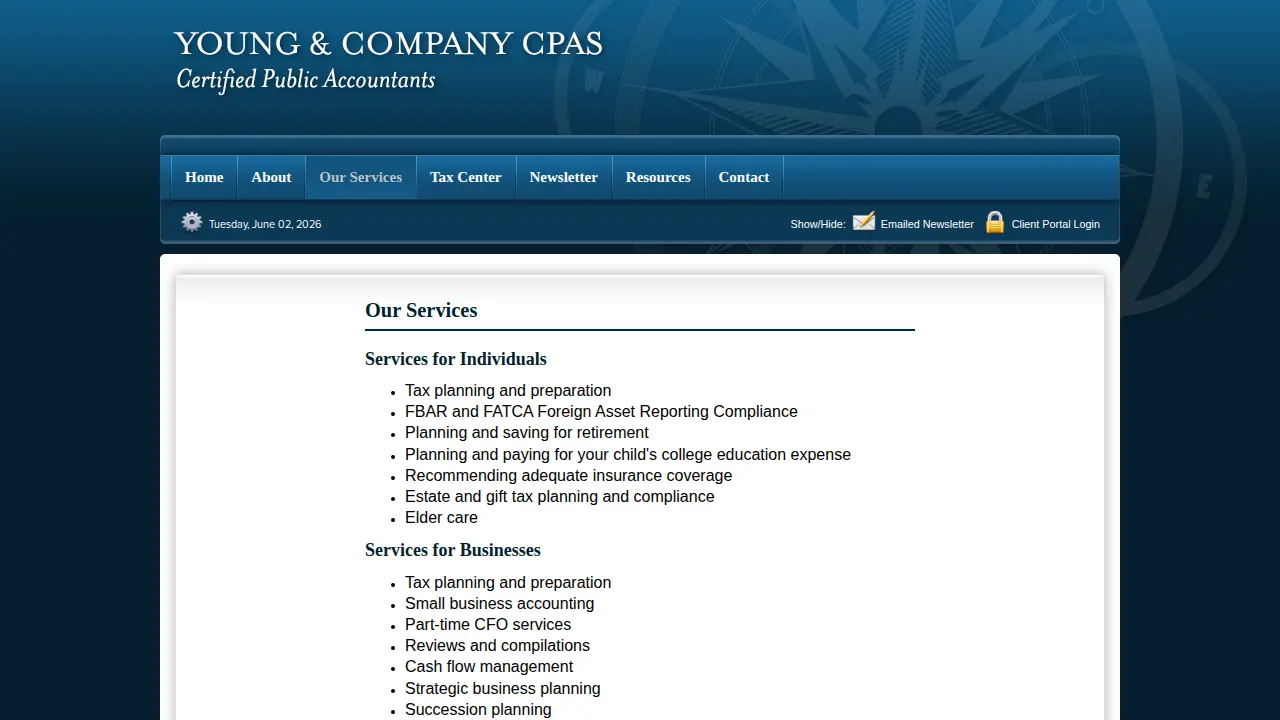 Young & Company CPAS page