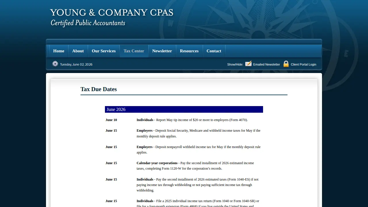 Young & Company CPAS page