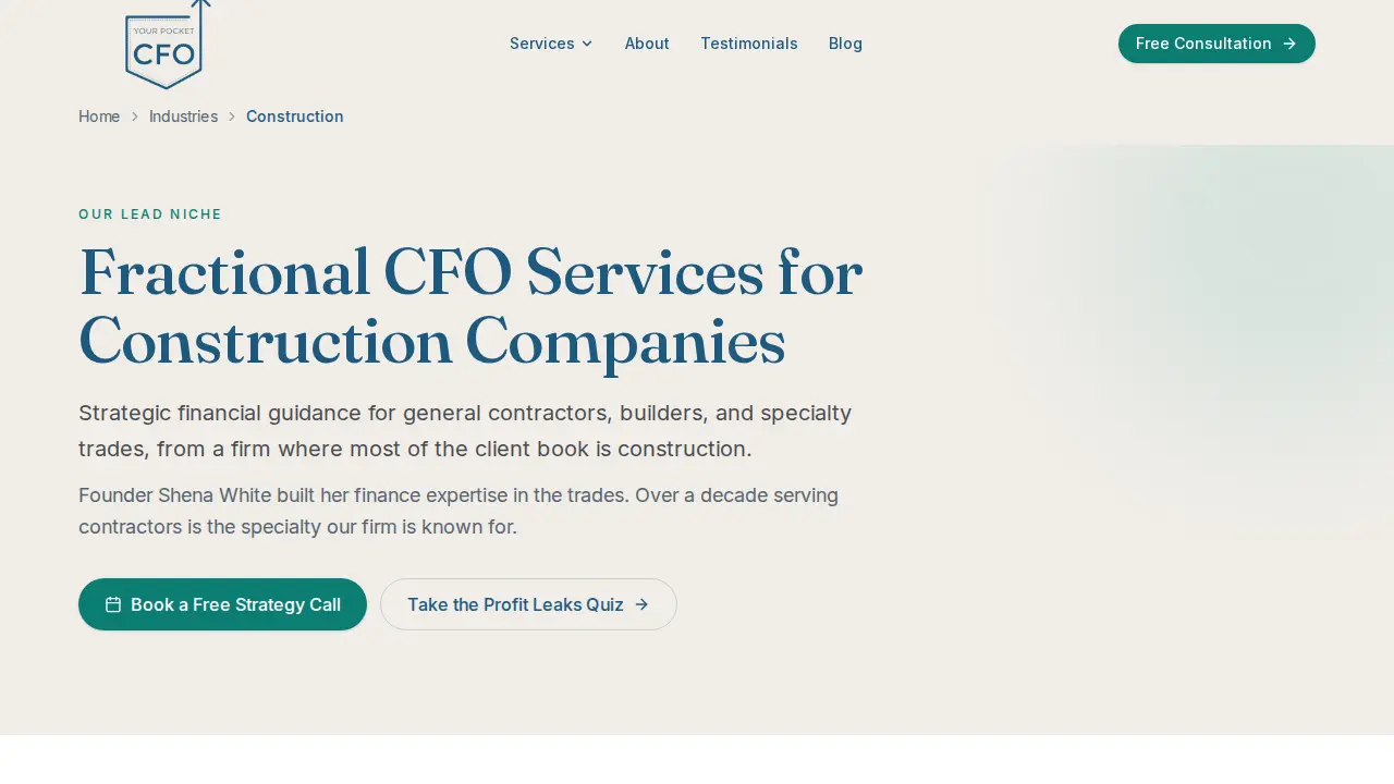 Your Pocket CFO page
