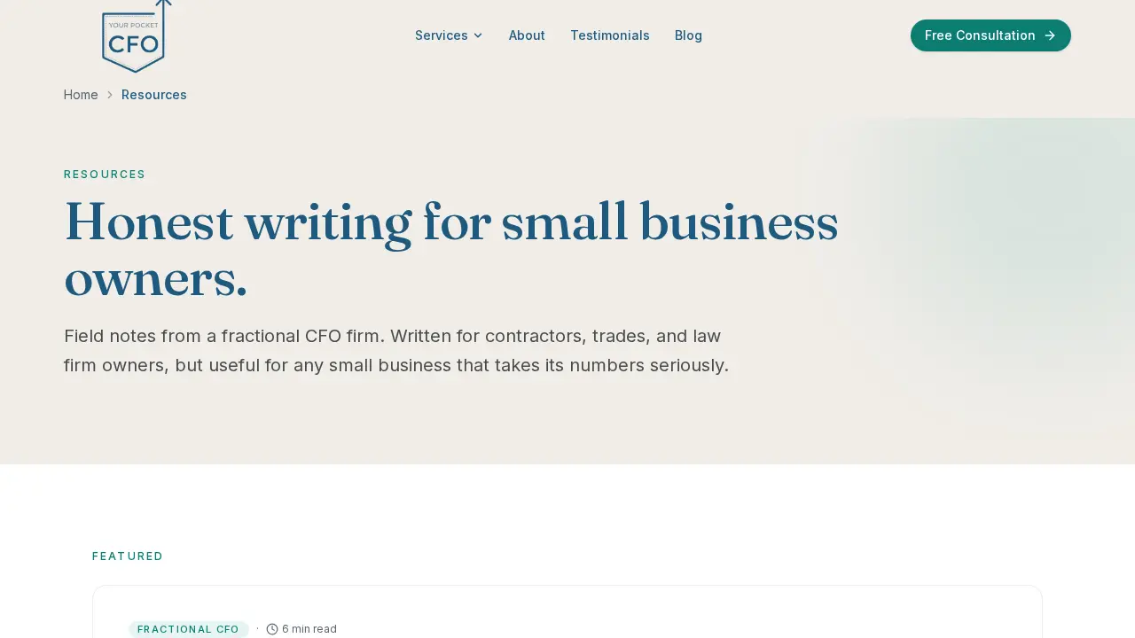 Your Pocket CFO page