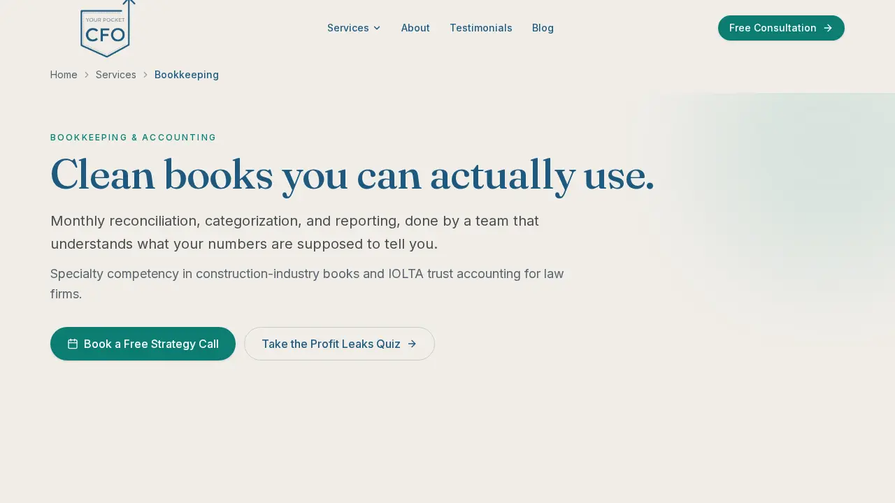 Your Pocket CFO page