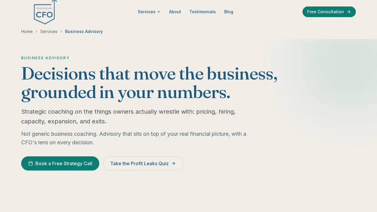 Your Pocket CFO page