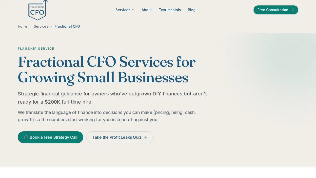 Your Pocket CFO page