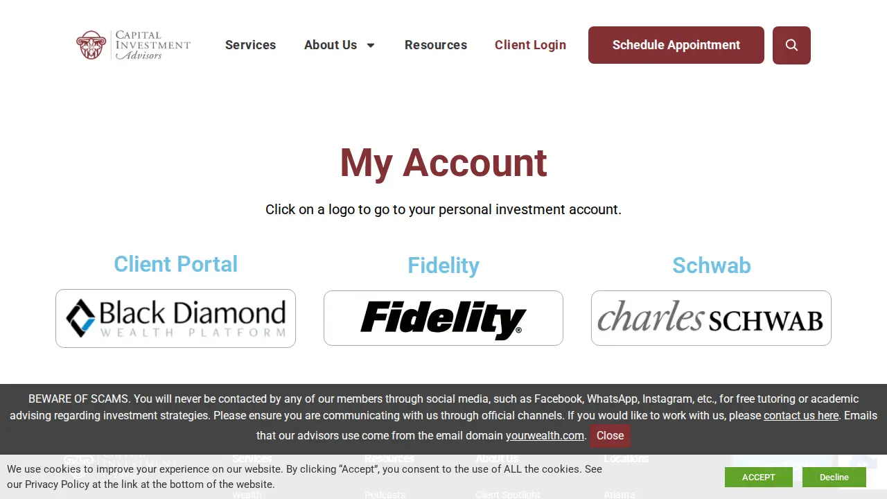 Capital Investment Advisors page