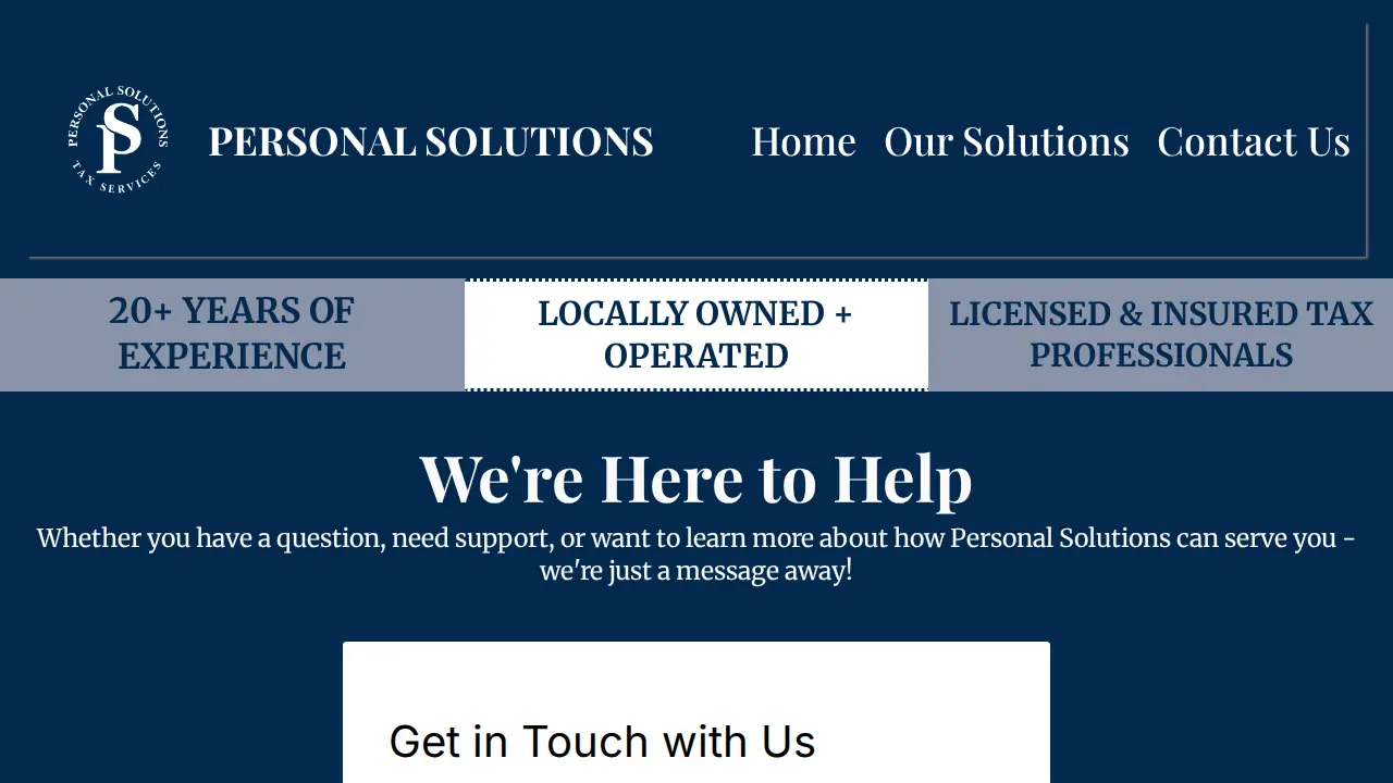 Personal Solutions page