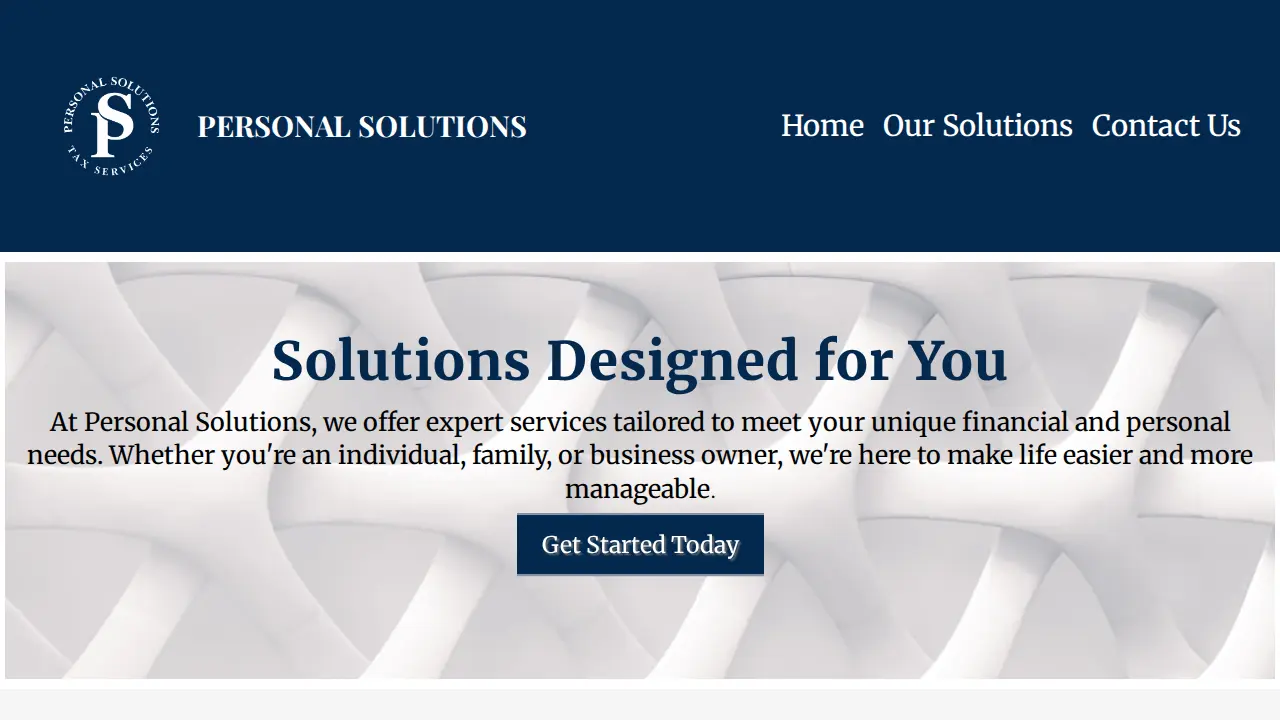 Personal Solutions page