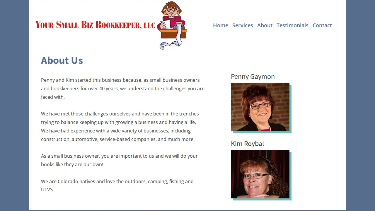 Your Small Biz Bookkeeper page