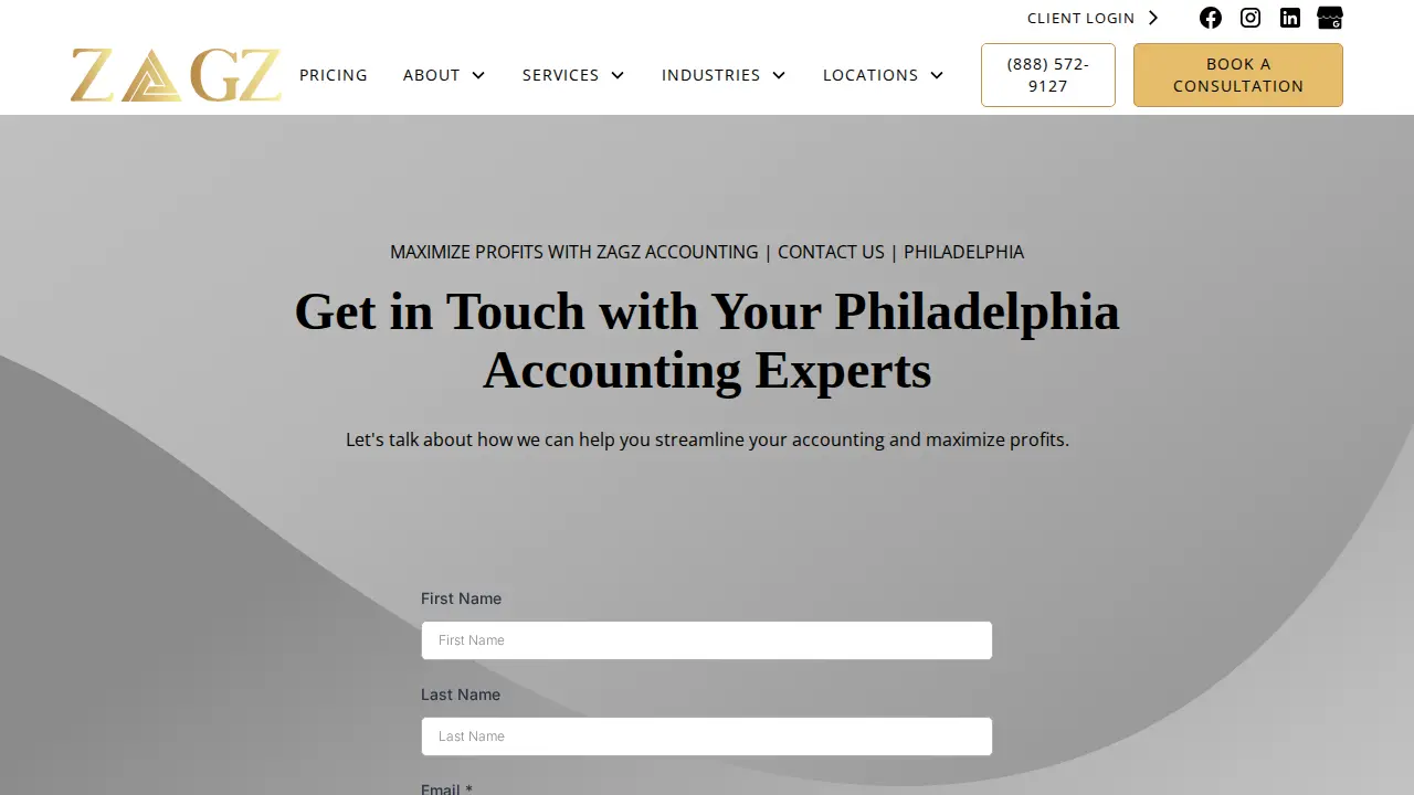 Zagz Accounting Solutions page