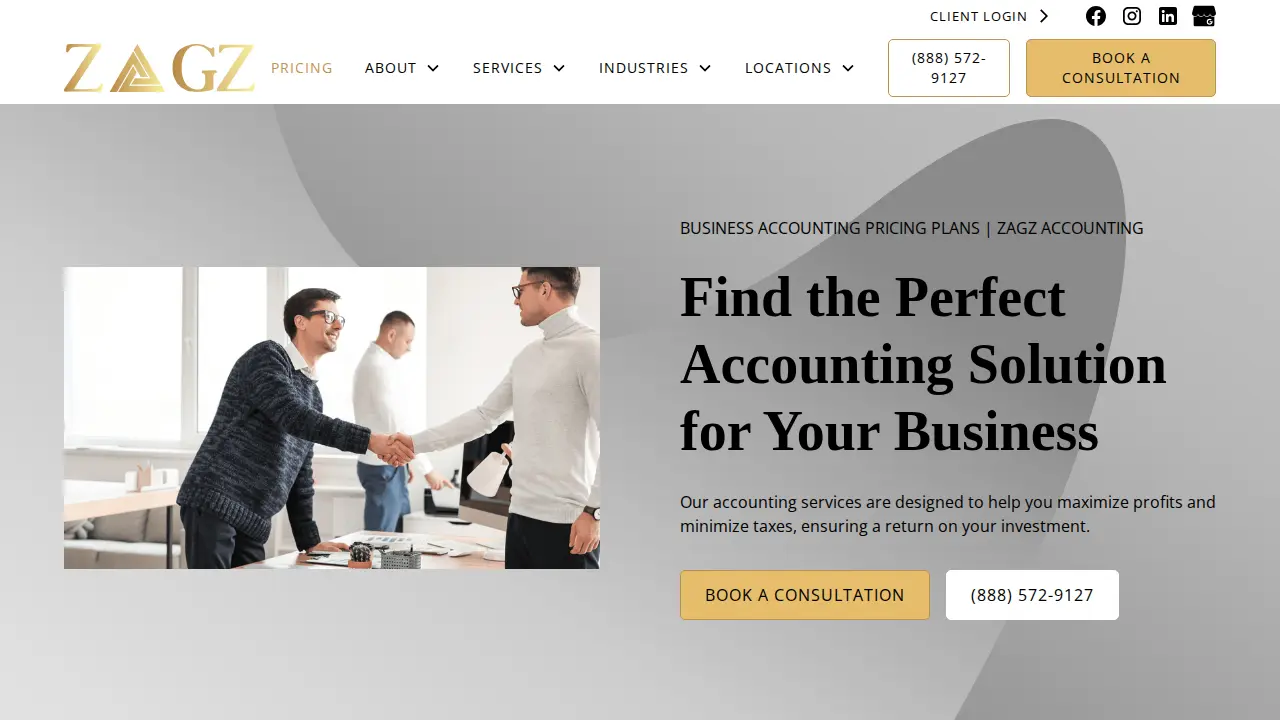 Zagz Accounting Solutions page