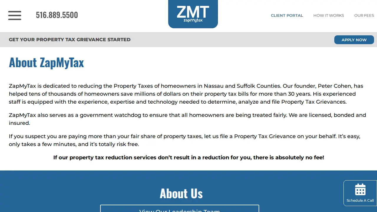 ZapMyTax - Property Tax Grievance Consultant page