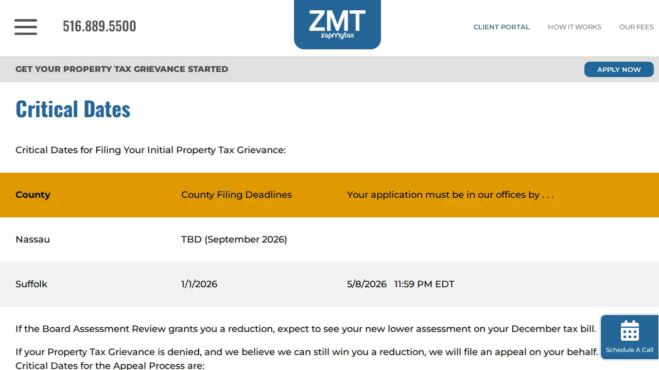 ZapMyTax - Property Tax Grievance Consultant page