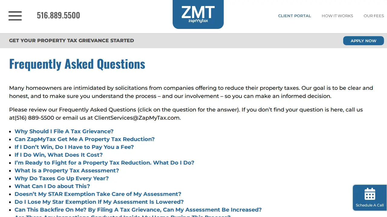 ZapMyTax - Property Tax Grievance Consultant page