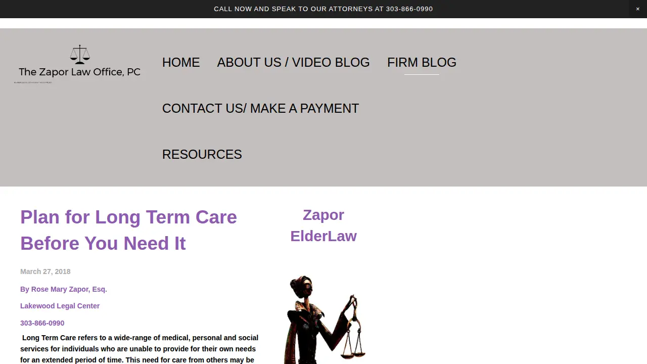 Zapor Law Office and Mediation page