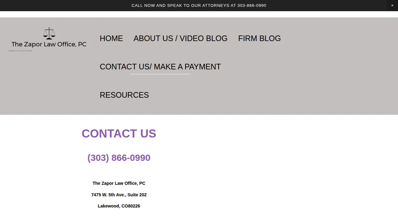 Zapor Law Office and Mediation page