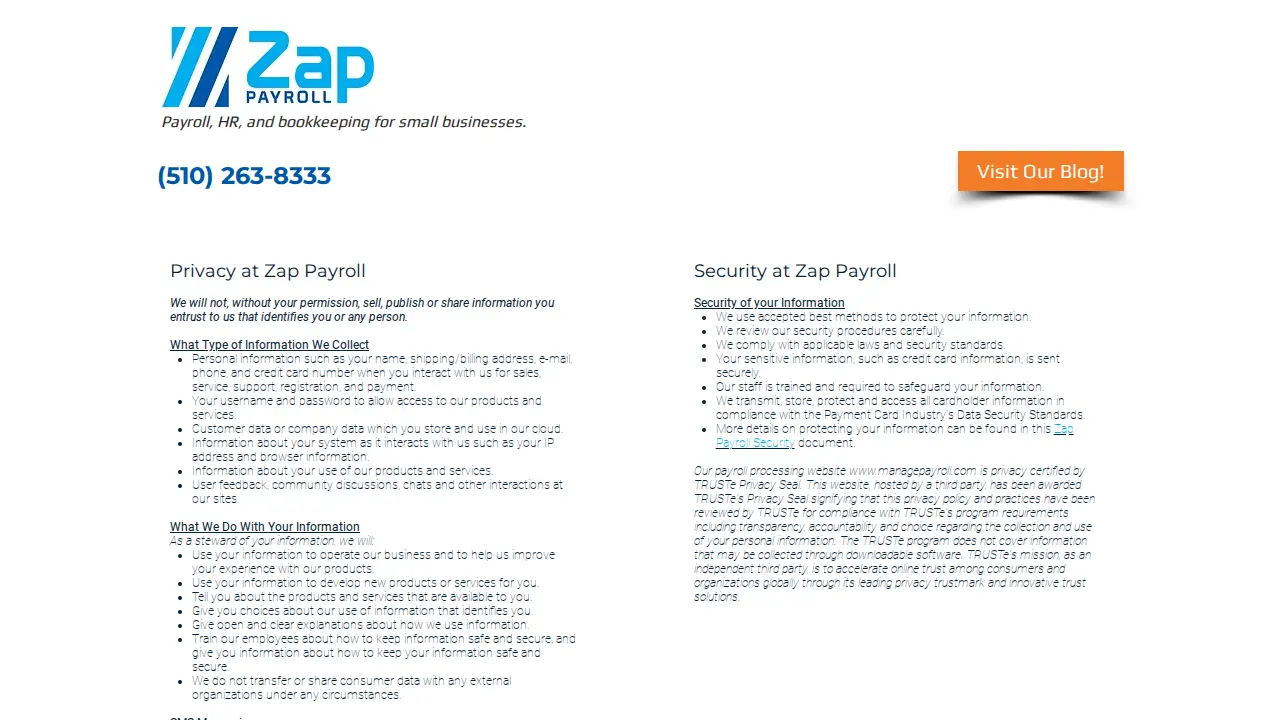 Zap Payroll page