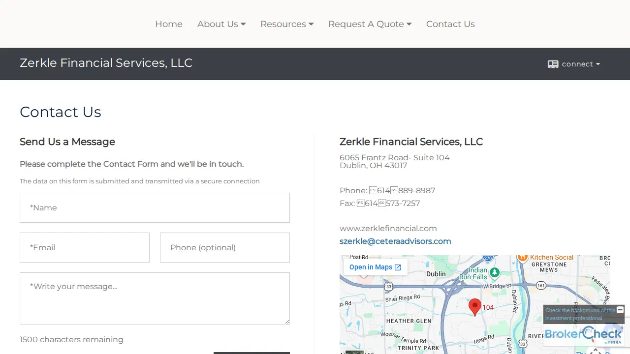 Zerkle Financial Services page