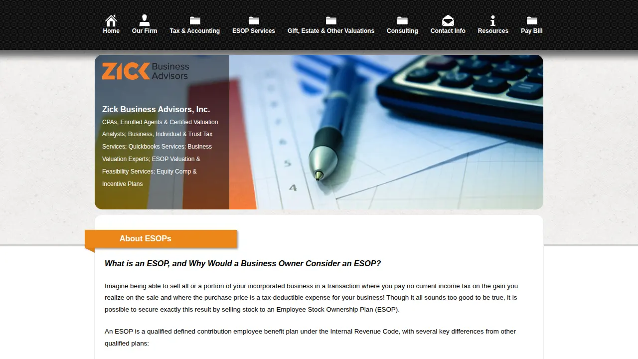Zick Business Advisors Inc page