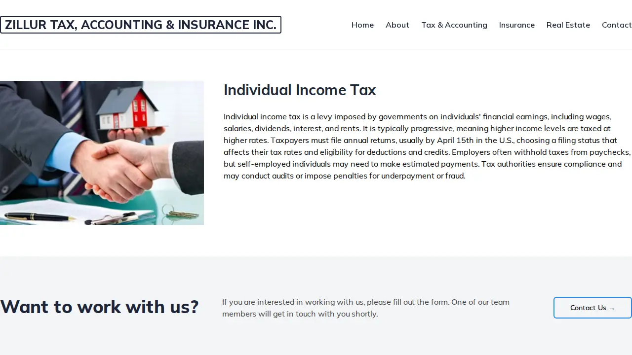 Zillur Tax and Insurance page