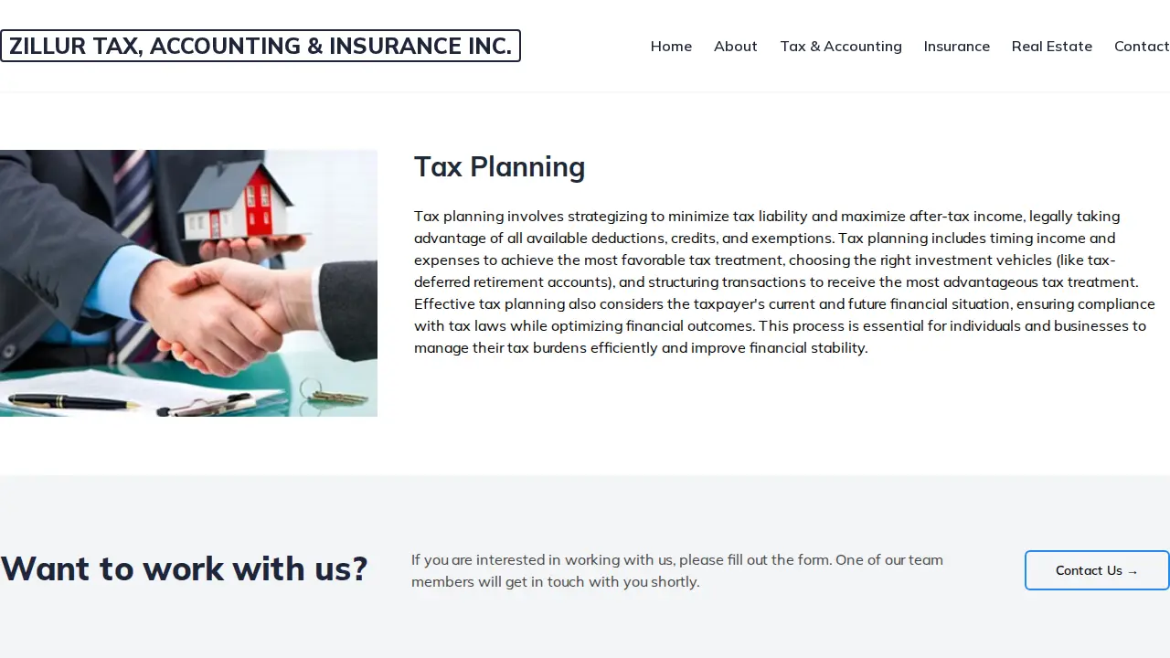 Zillur Tax and Insurance page