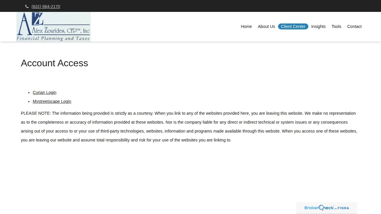 Alex Zourides, CFP, Inc page