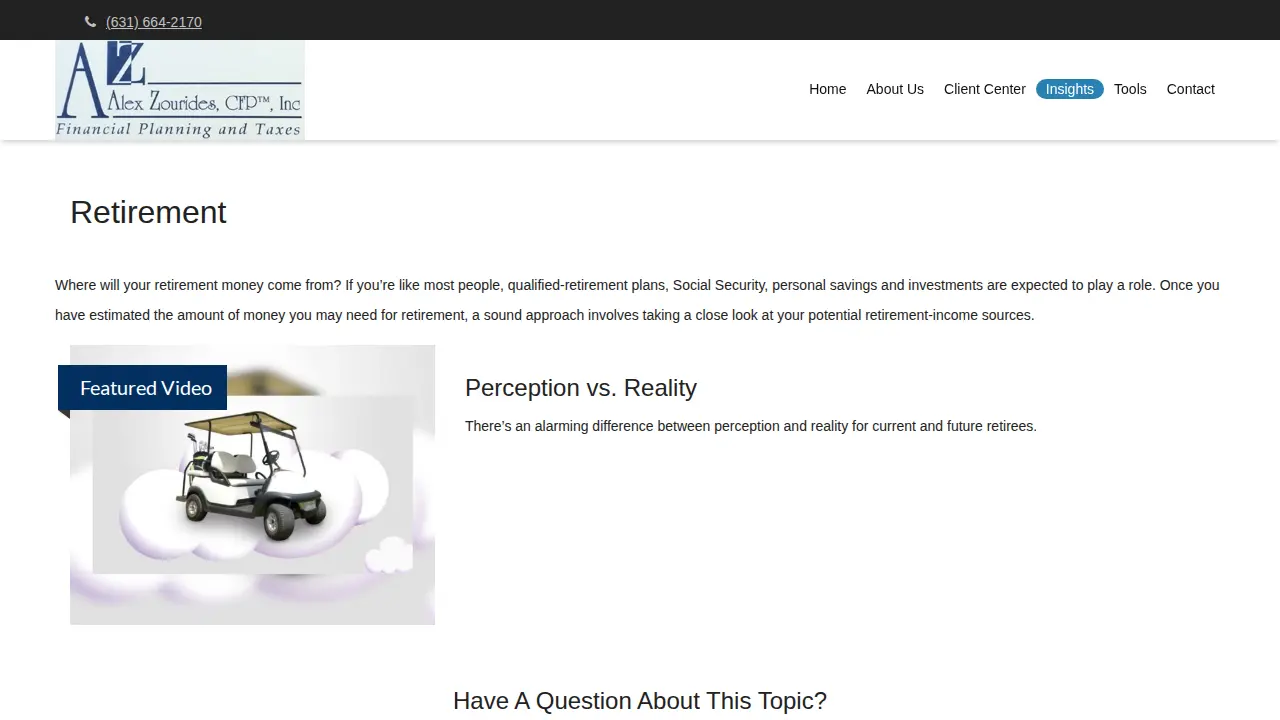 Alex Zourides, CFP, Inc page