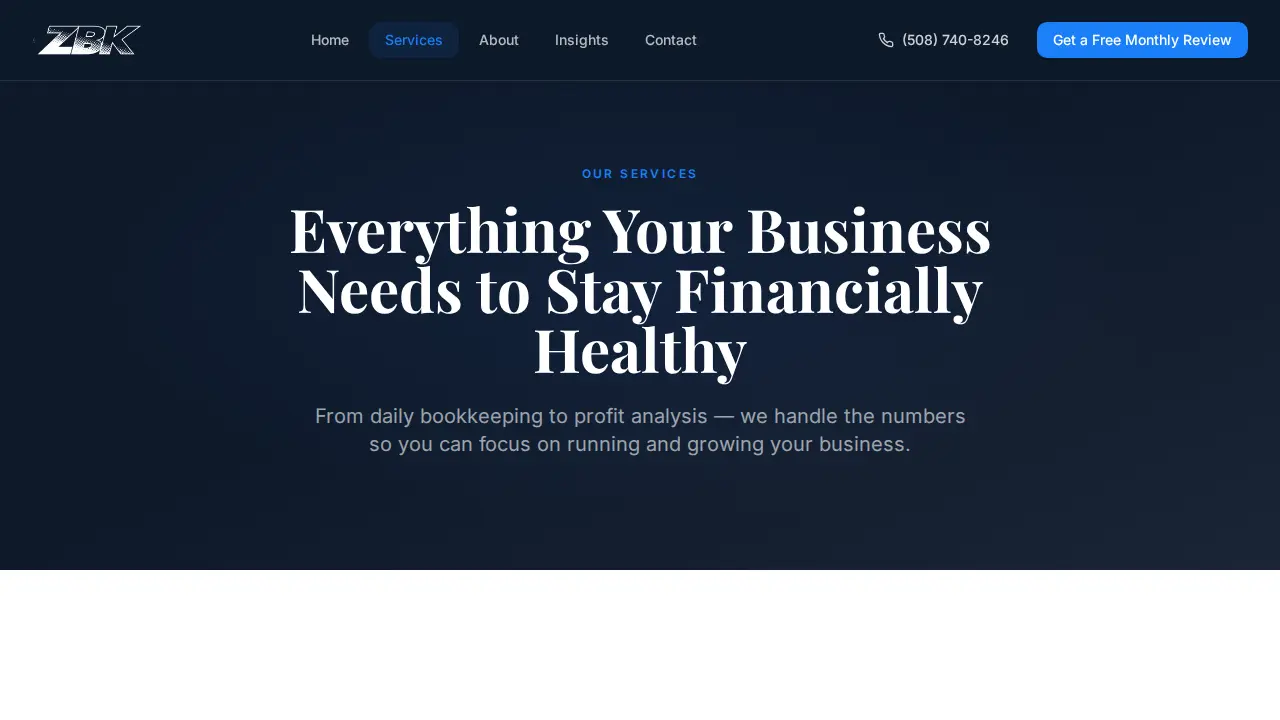 Zachary Bookkeeping page