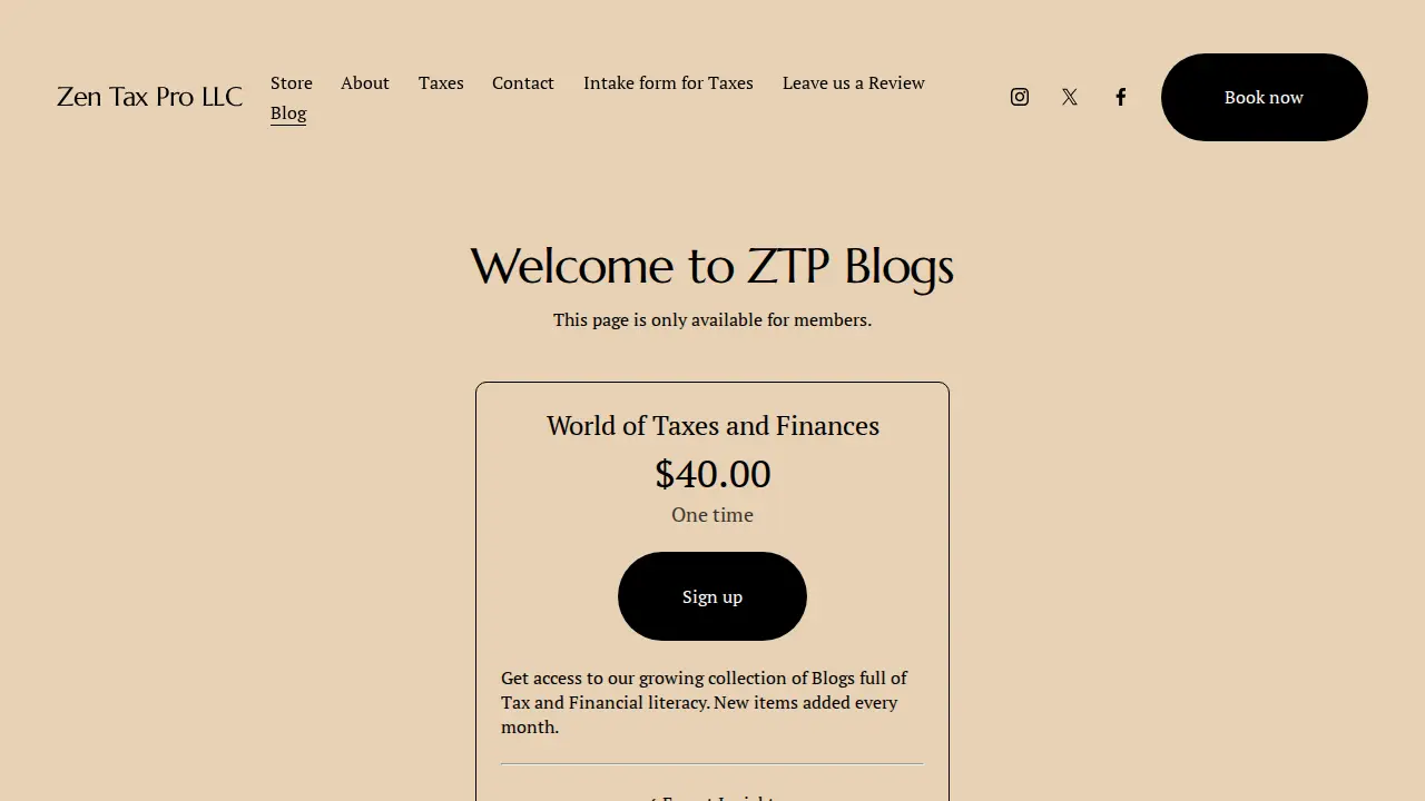 Zen Tax Pro LLC page
