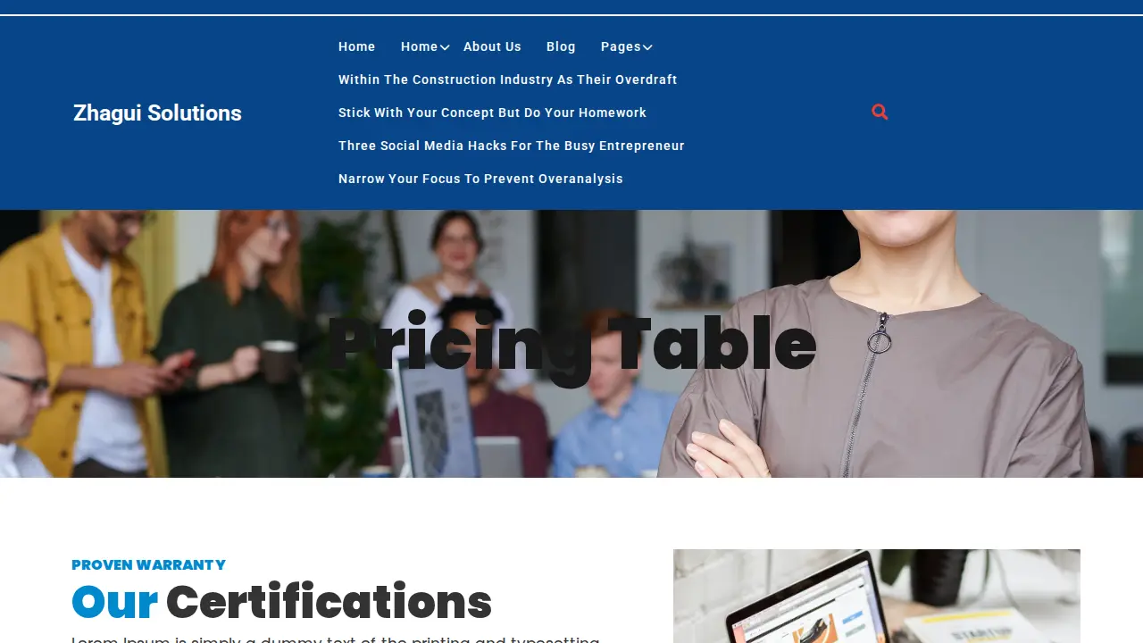 Zhagui Solutions page
