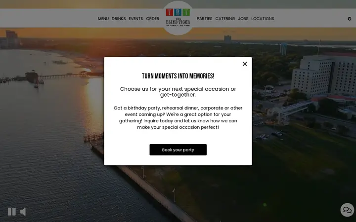 Website of The Blind Tiger Biloxi Beach