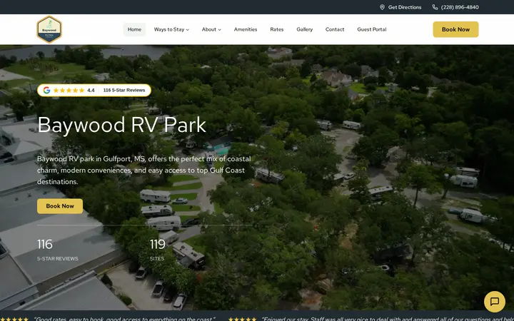 Website of Baywood RV Park