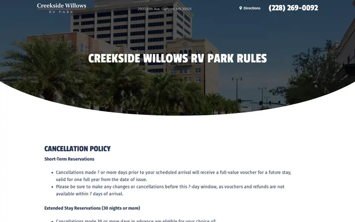 /rules — Creekside Willows RV Park