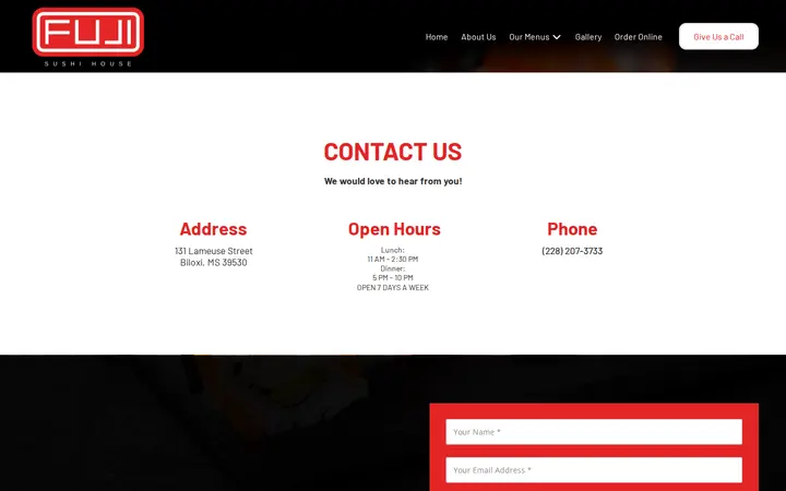 /contact-us — Fuji Sushi House