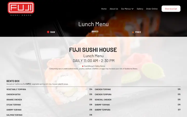 /lunch-menu — Fuji Sushi House