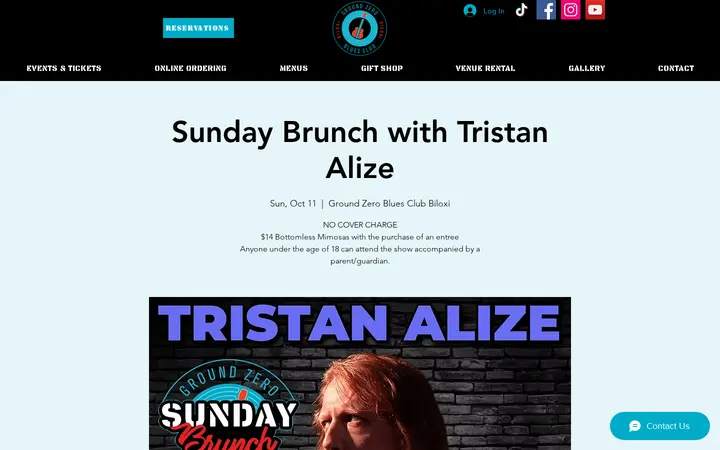 /event-details/sunday-brunch-with-tristan-alize-2 — Ground Zero Blues Club & Restaurant Biloxi
