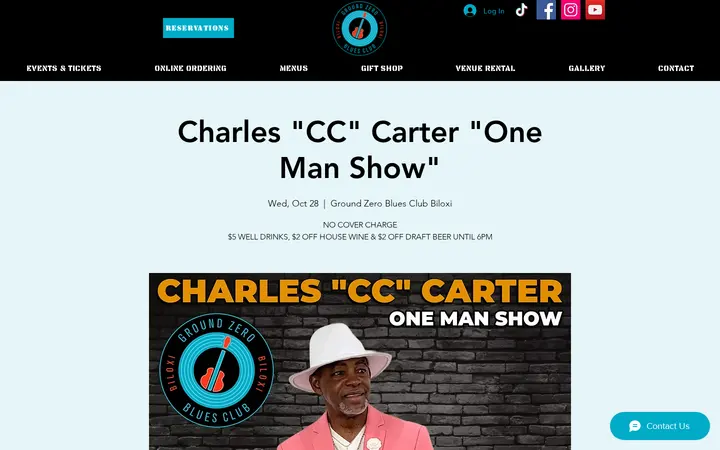/event-details/charles-cc-carter-one-man-show-6 — Ground Zero Blues Club & Restaurant Biloxi