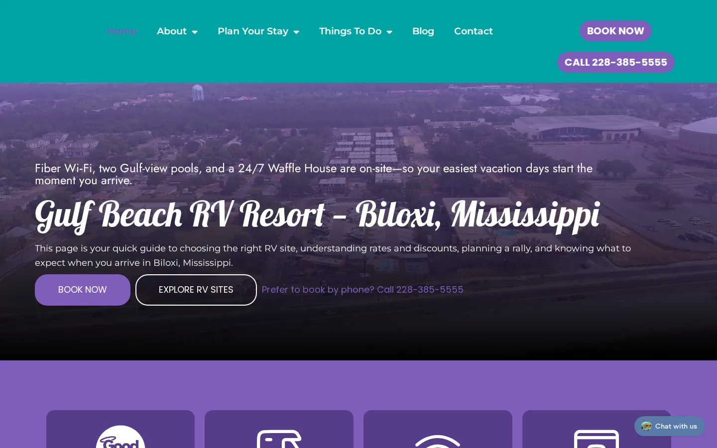 Viewport capture of Gulf Beach RV Resort official website
