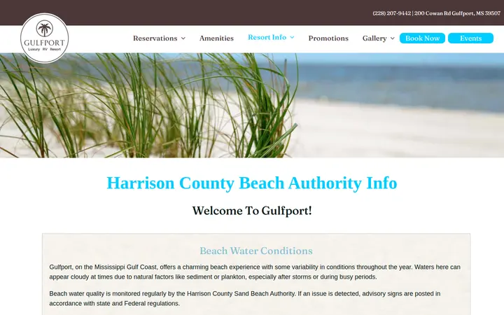 /harrison-county-beach-info — Gulfport Luxury RV Resort