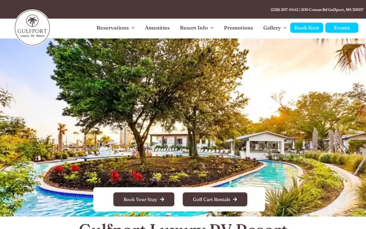Website of Gulfport Luxury RV Resort