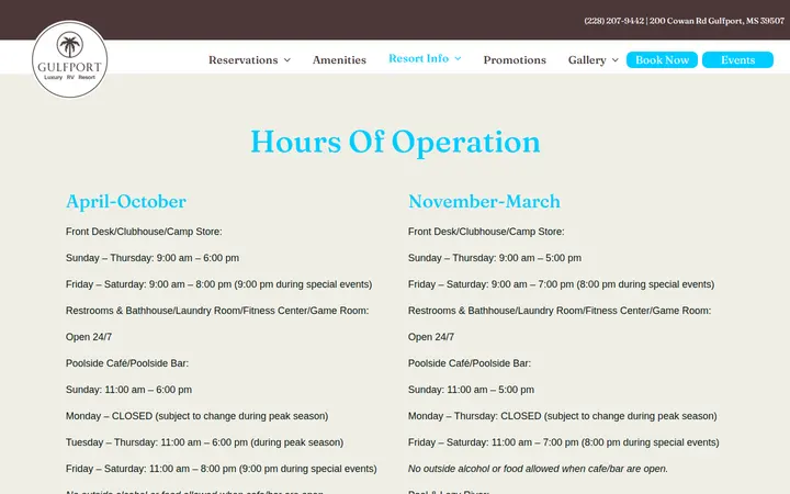 /hours-of-operation — Gulfport Luxury RV Resort
