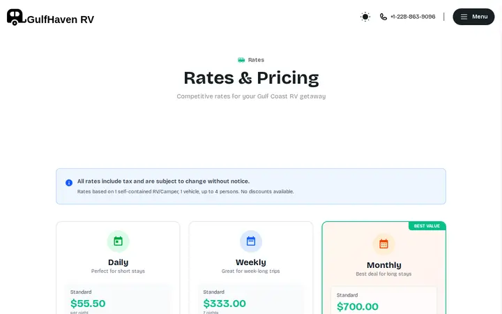 /rates — Gulf Haven Campground