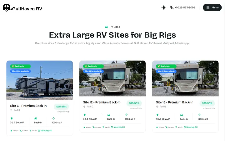 /rv-sites/extra-large — Gulf Haven Campground