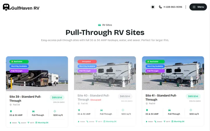 /rv-sites/pull-through — Gulf Haven Campground
