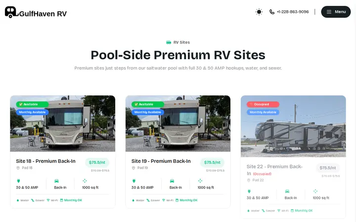 /rv-sites/near-pool — Gulf Haven Campground