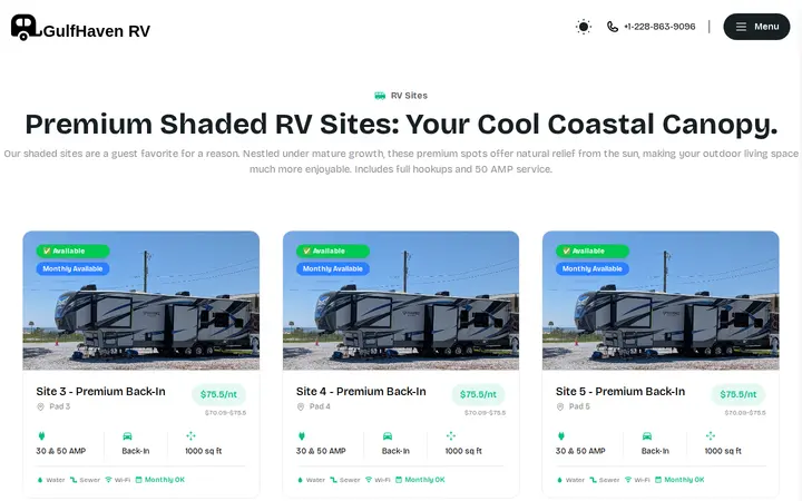 /rv-sites/shaded — Gulf Haven Campground