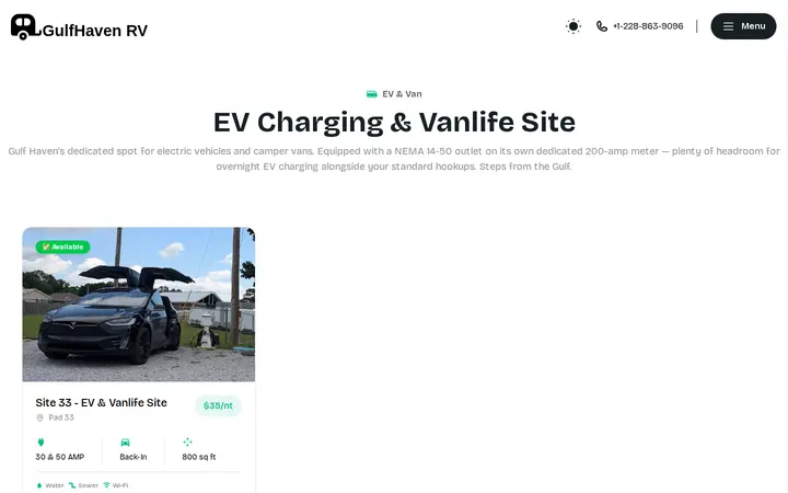 /rv-sites/ev-camping — Gulf Haven Campground