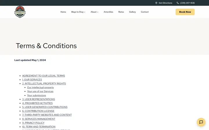 /terms-conditions — Hidden Cove RV Park