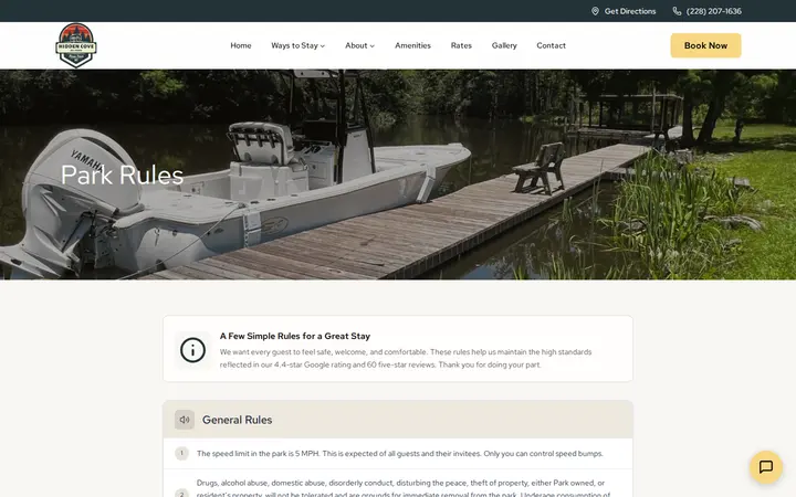 /about/rules — Hidden Cove RV Park