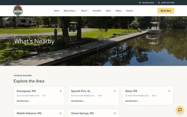 /about/nearby — Hidden Cove RV Park