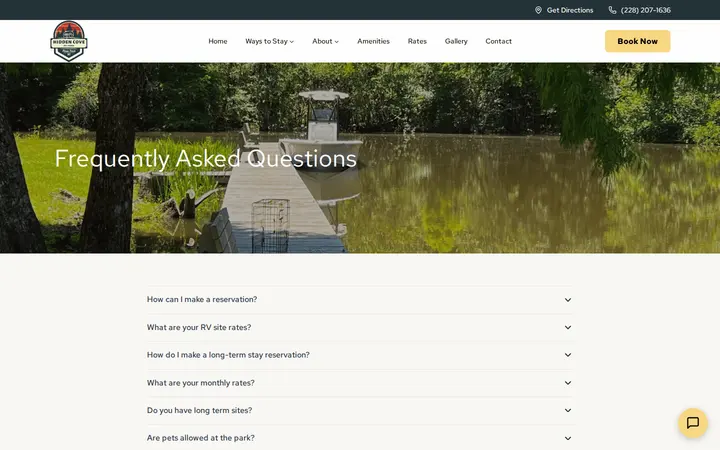 /about/faq — Hidden Cove RV Park